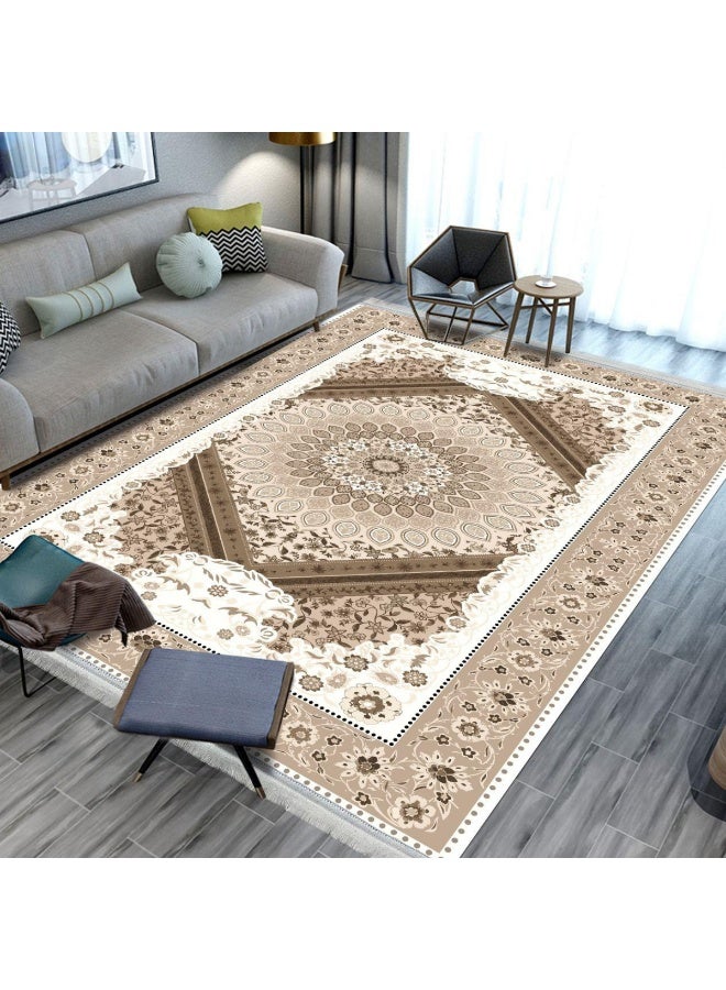 SMART HOME Large padded floor mat with a soft velvet surface and non-slip backing - Living room rug - Majlis rug - Lounge rug - Luxurious decorative rug - Elegant rug with modern patterns for living rooms and majlis - Size 350x250 cm - Suitable for everyday use and entertaining - Image 1